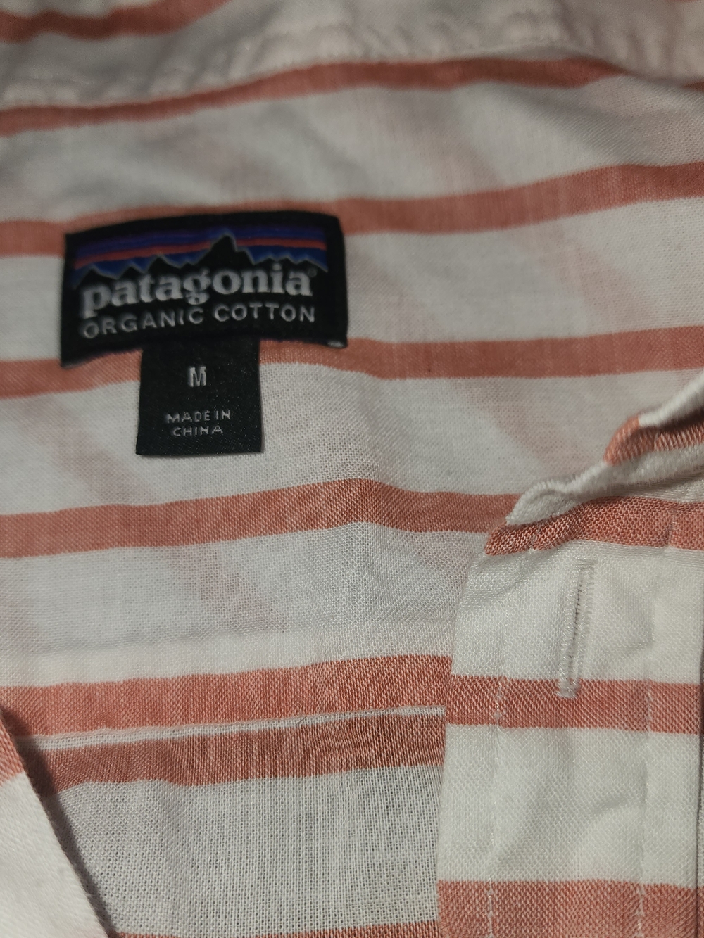 Patagonia Organic Cotton Striped Button-Up Shirt - White & Coral